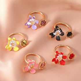 Zircon Ring Open Flower Index Finger Ring For Women